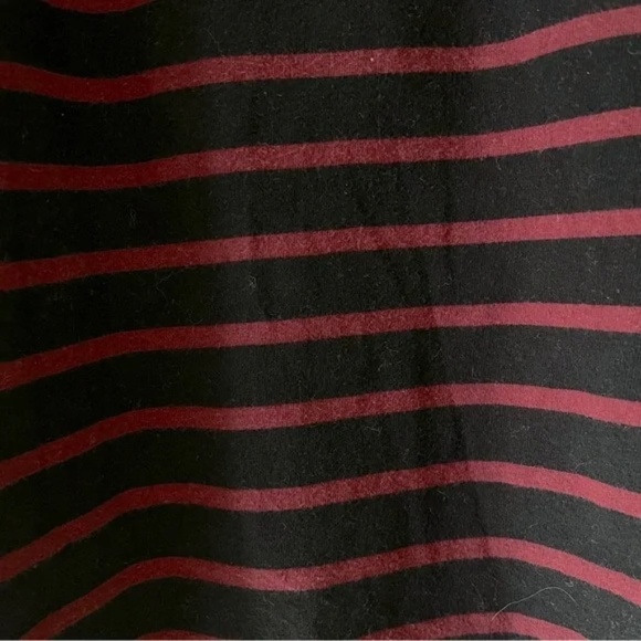 Michael Kors | Burgundy Black Striped Cotton V-Neck Henley Tee, Large - Picture 3 of 6